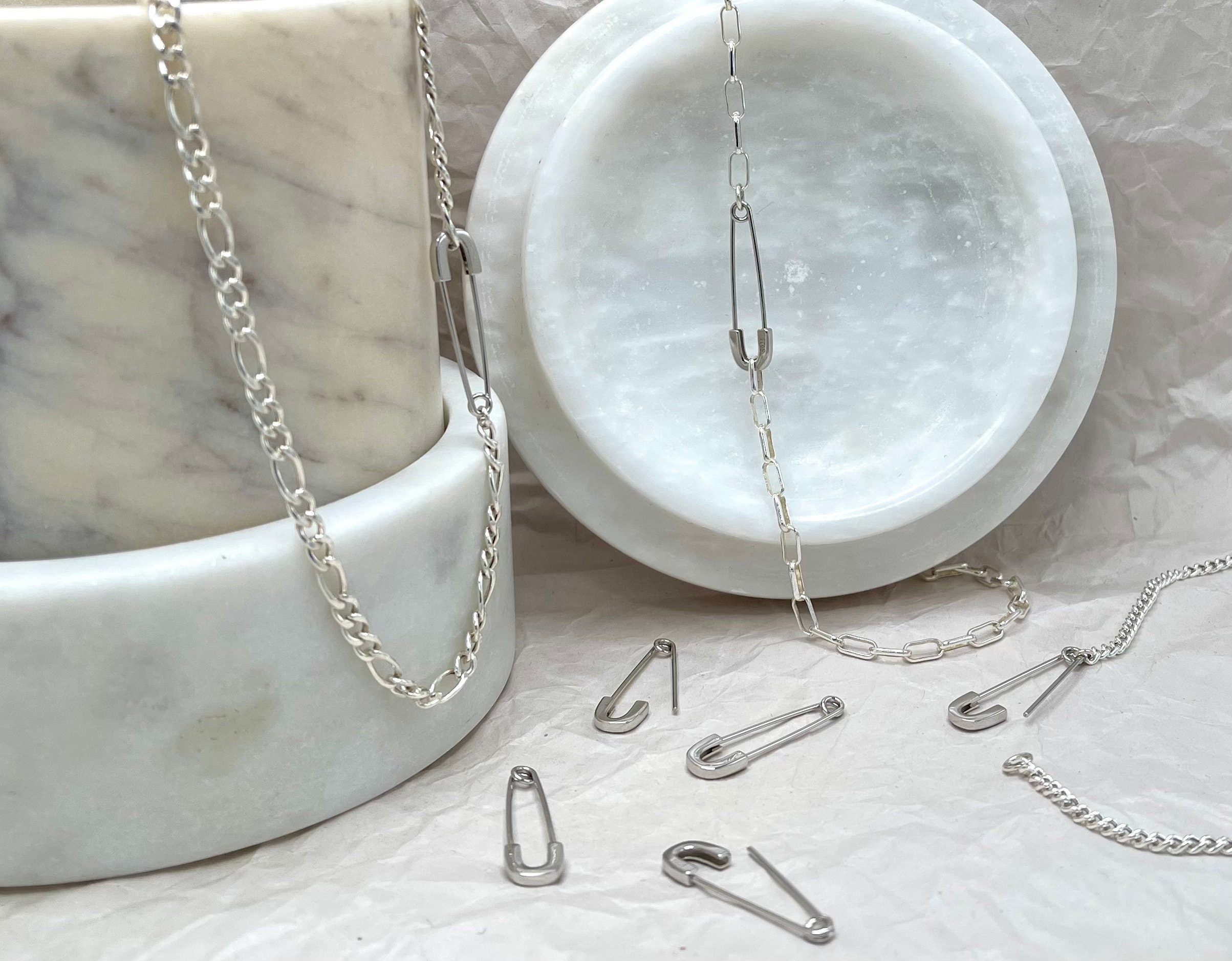 Single Sterling Silver Safetypin Earrings, 925 Paperclip, Dainty Silver Earring,