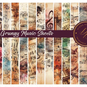 Vintage Music Washi Tape Digital Craft Supply Journal Border Strip Design Sheet Embellishment Antique Paper Heritage Scrapbook Note