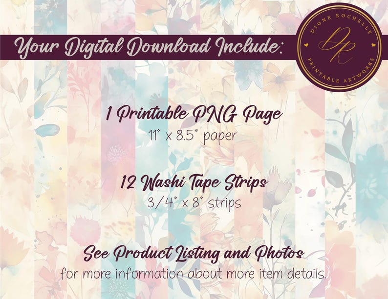 Printable Washi Tape Digital Planner Decoration Accessory Bullet ...