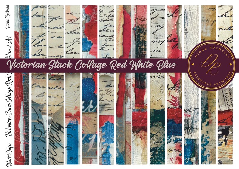 Rustic Document Templet American Flag Paper Digital Scrapbook Template Design Vintage Flag ...