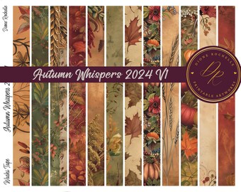 Autumn Digital Paper Fall Scrapbook Kit Printable Maple Leaf Thanksgiving Journal Background Vintage Ephemera Junk Supply Rustic