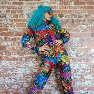 Rainbow Leopard Water Resistant Boilersuit / Jumpsuit - unisex, festival clothing, rave, animal print