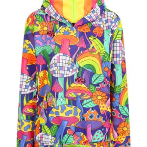 Magic Mushroom Wild Wood Disco Hoodie - festival, rave, fun, rainbow, colourful sweater
