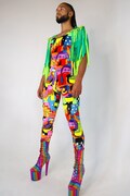 Boots Electric Velvet Catsuit - UV reactive, festival clothing, rave, neon, psychedelic