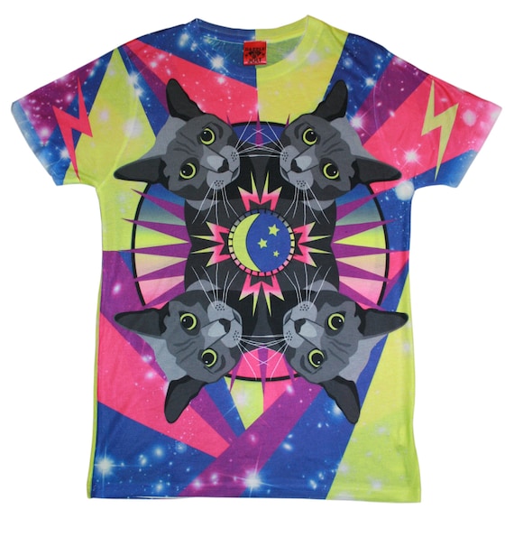 Cosmic Cat T shirt Illustrated Graphic Tee Cat Lovers Unisex