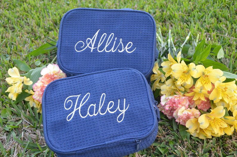 Pink personalized embroidered toiletry bag Cosmetic Bag Etsy