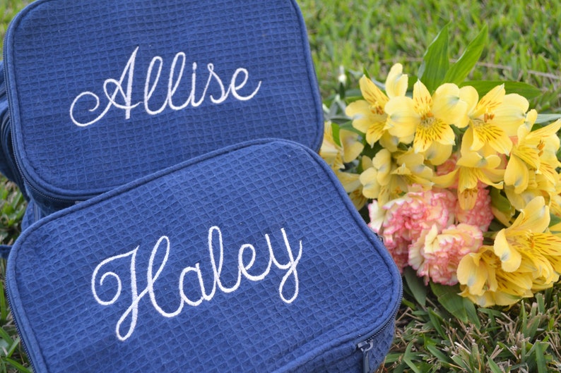 Pink personalized embroidered toiletry bag Cosmetic Bag Etsy