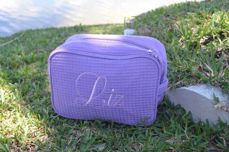 Pink personalized embroidered toiletry bag Cosmetic Bag Etsy