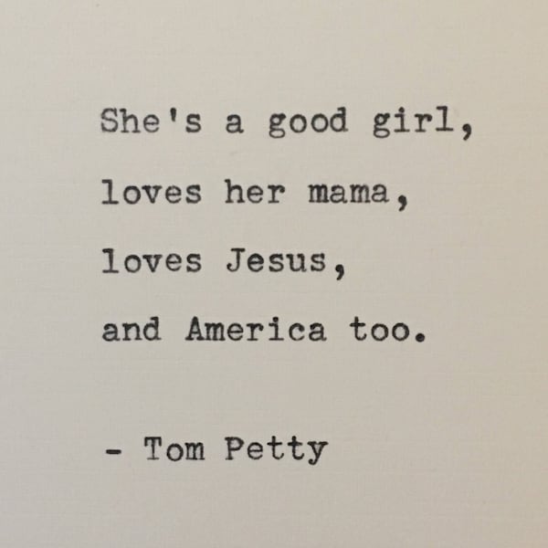Tom Petty Lyrics Hand Typed on an Antique Typewriter