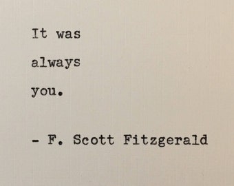 F. Scott Fitzgerald Quote Hand Typed on an Antique Typewriter