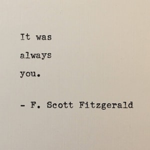 F. Scott Fitzgerald Quote Hand Typed on an Antique Typewriter