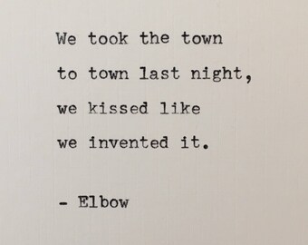 Elbow Lyrics Etsy Uk