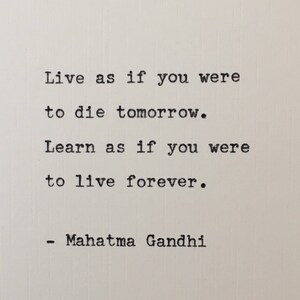Mahatma Gandhi Quote Hand Typed on an Antique Typewriter image 1