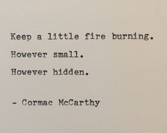 Cormac McCarthy Quote Hand Typed on an Antique Typewriter