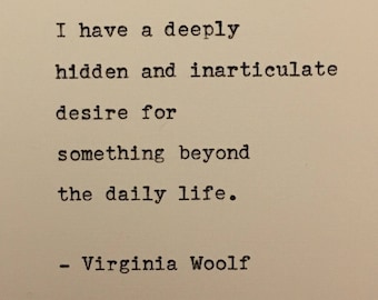 Virginia Woolf Quote Hand Typed on an Antique Typewriter