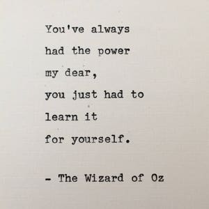 Wizard of Oz Quote Hand Typed on an Antique Typewriter