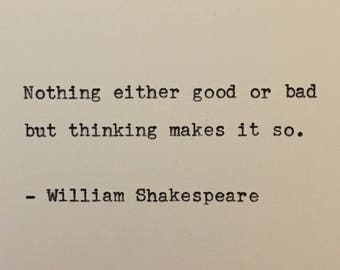 William Shakespeare Quote Hand Typed on an Antique Typewriter