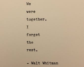 Walt Whitman Quote Hand Typed on an Antique Typewriter