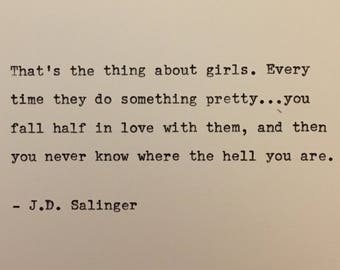 J.D. Salinger Catcher in the Rye Quote Hand Typed on an Antique Typewriter