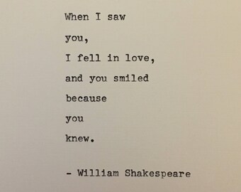 William Shakespeare Quote Hand Typed on an Antique Typewriter