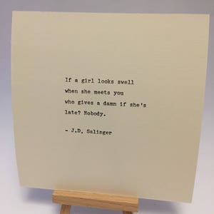 J.D. Salinger quote typed on typewriter unique gift image 3