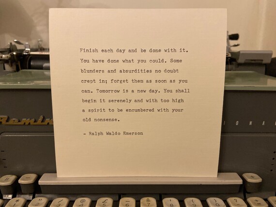 Ralph Waldo Emerson Quote / Typewriter Quote / Handtyped 