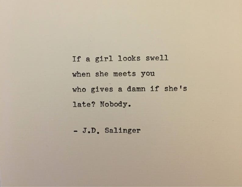 J.D. Salinger quote typed on typewriter unique gift image 1