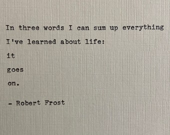 Robert Frost Quote Hand Typed on an Antique Typewriter