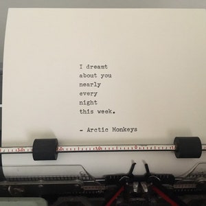 Arctic Monkeys Lyrics Hand Typed on an Antique Typewriter image 2