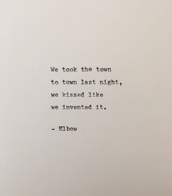 Elbow Lyrics Typed On Typewriter Unique Gift Etsy