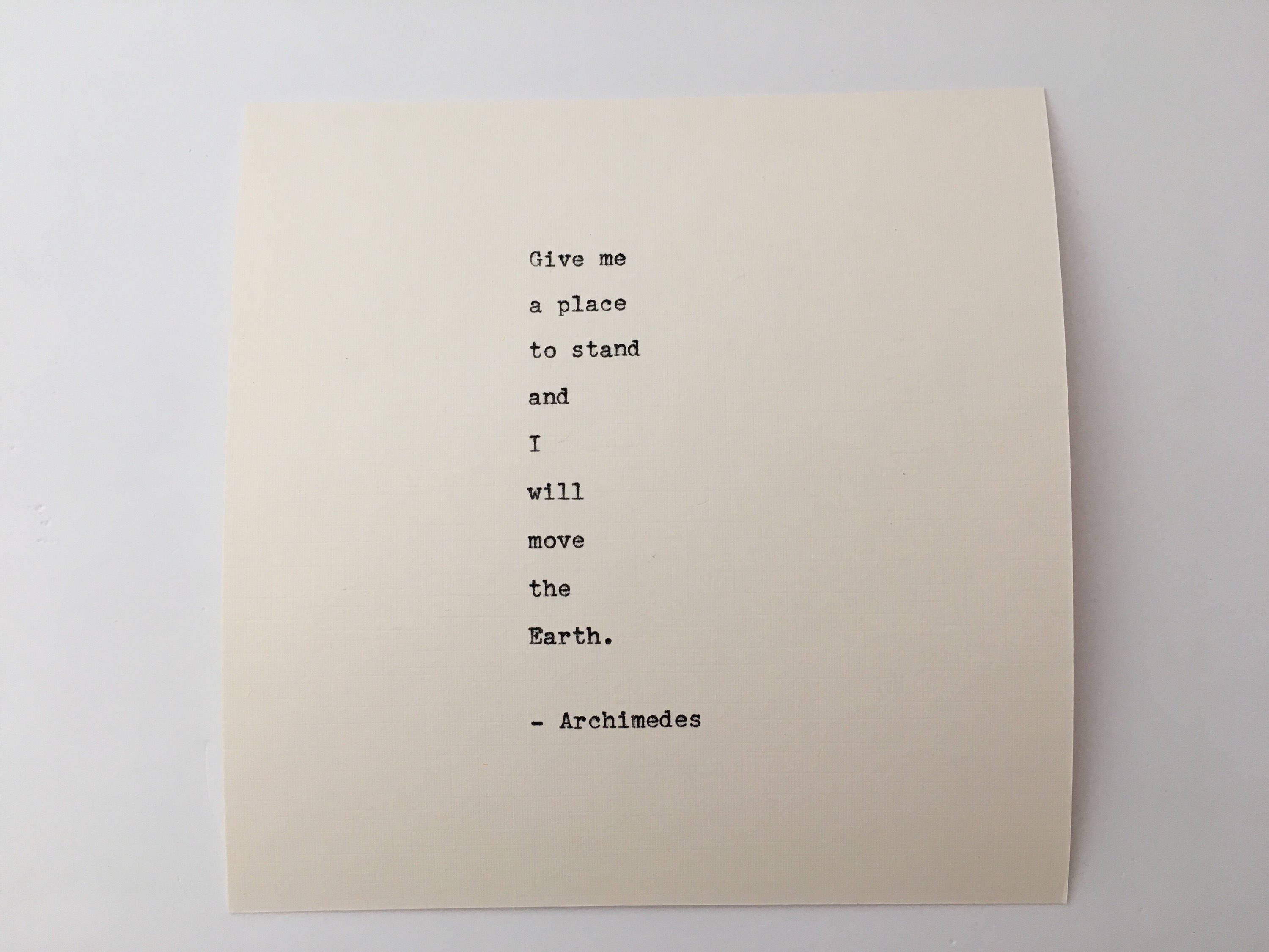 Archimede Citation Tapee A La Main Sur Une Machine A Ecrire Etsy France