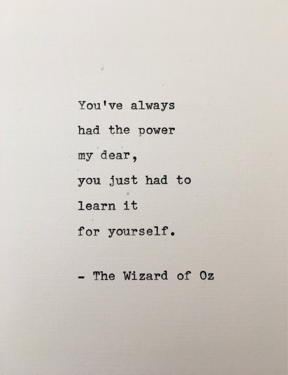 Wizard of Oz Quote Hand Typed on an Antique Typewriter | Etsy