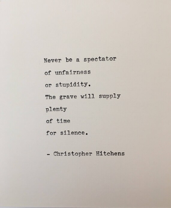 Christopher Hitchens Quote Hand Typed On Antique Typewriter Etsy