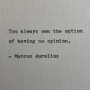 Marcus Aurelius Quote Hand Typed on an Antique Typewriter