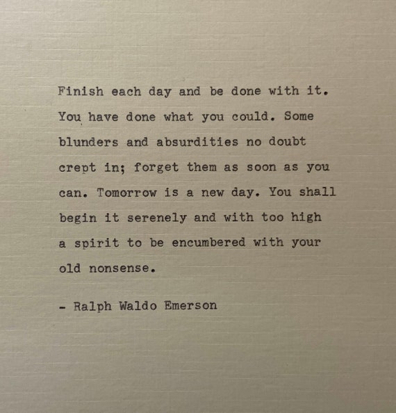 Ralph Waldo Emerson Quote / Typewriter Quote / Handtyped 