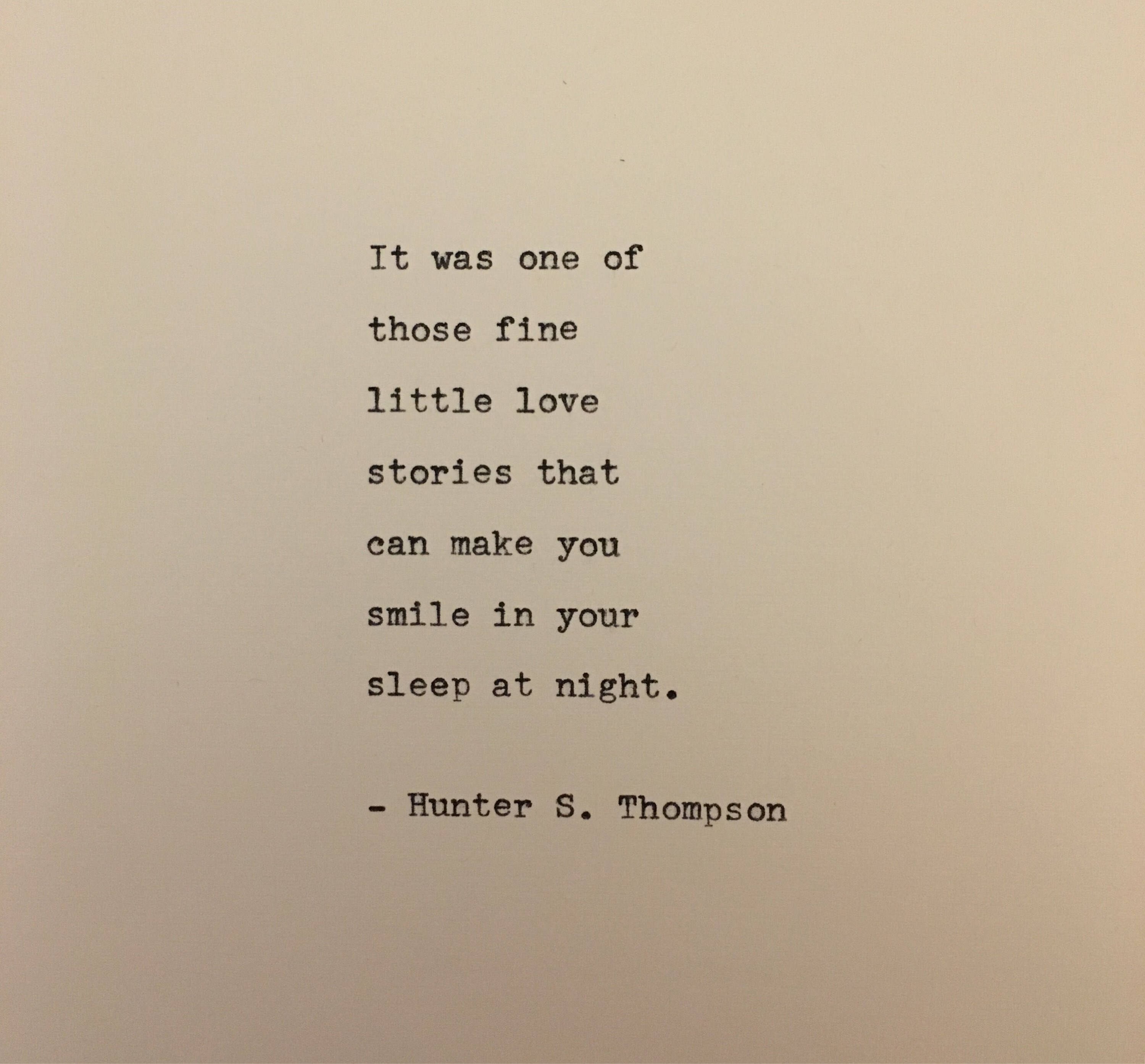 Hunter S. Thompson love quote hand typed on antique typewriter Etsy