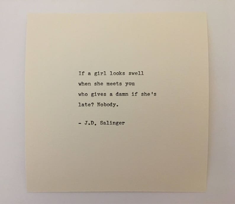 J.D. Salinger quote typed on typewriter unique gift image 2