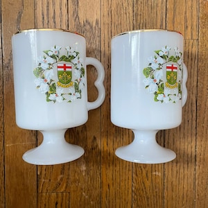 Tazza da caffè con piedistallo in vetro di latte Ontario Canada 2 pz