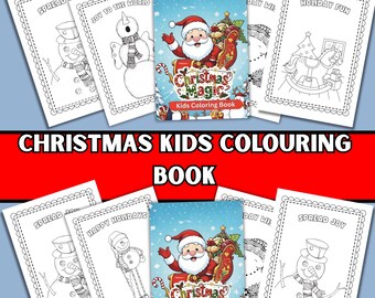 Kids Christmas Coloring Pages, Santa and Winter (Printable PDF)