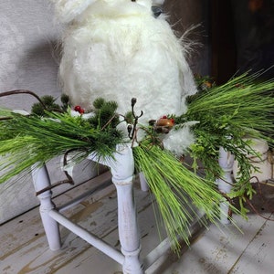 Owl decor, woodland decor, winter centerpiece, winter decor, owl lover, winter snow owl, white owl decor, unique winter decor, cabin decor image 6