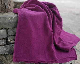 King Size Wool Blanket - Plum / Wine / Wild Berry - 108″ x 90″ (274  x 229 cm) - 100% Pure New Irish Wool - Thick & Heavy - MADE IN IRELAND