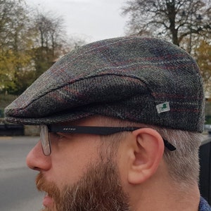 Traditional Irish Tweed Flat Cap - Paddy Cap - Green/Red/Blue Tartan/ Plaid/ Check - 100% Pure New Wool - Padded - HANDMADE IN IRELAND