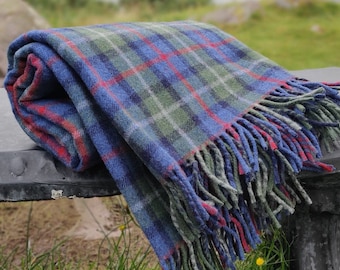 Parkland Plaid Check - blanket / sofa throw - 140x200cm (55x79") - merino wool/soft lambswool - really warm and super soft - MADE IN IRELAND