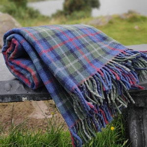 Parkland Plaid Check - blanket / sofa throw - 140x200cm (55x79") - merino wool/soft lambswool - really warm and super soft - MADE IN IRELAND