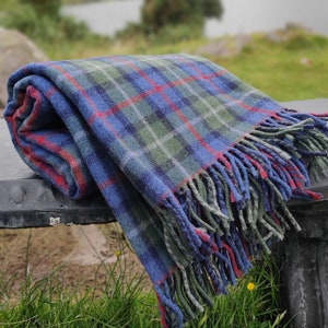 Parkland Plaid Check - blanket / sofa throw - 140x200cm (55x79&quot;) - merino wool/soft lambswool - really warm and super soft - MADE IN IRELAND
