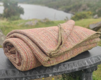 Queen Size Wool Blanket - Multicolour Stripes- 80″ x 100″ (203 x 254 cm) - 100% Pure New Irish Wool - Thick & Heavy - MADE IN IRELAND