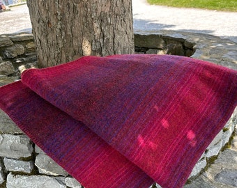 Queen Size Wool Blanket - Stripped Burgundy/Violet  - 90″ x 100″ (229 x 254 cm) - 100% Pure New Irish Wool - Thick & Heavy - MADE IN IRELAND