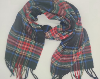 Irish Soft Lambswool scarf - 100% Pure New Wool - black/red/green/blue/yellow/white- tartan/plaid check - very soft - HANDMADE IN IRELAND