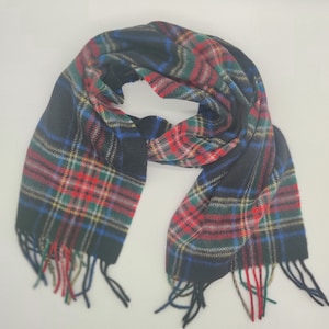 Irish Soft Lambswool scarf - 100% Pure New Wool - black/red/green/blue/yellow/white- tartan/plaid check - very soft - HANDMADE IN IRELAND