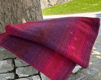 Queen Size Wool Blanket - Stripped Burgundy/Violet  - 90″ x 100″ (229 x 254 cm) - 100% Pure New Irish Wool - Thick & Heavy - MADE IN IRELAND